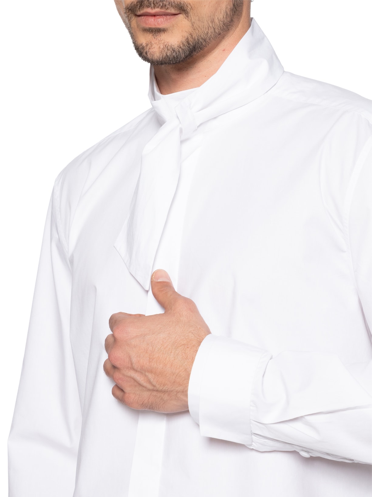 Camisa Masculina Algodão Gola Gravata Branco Handred