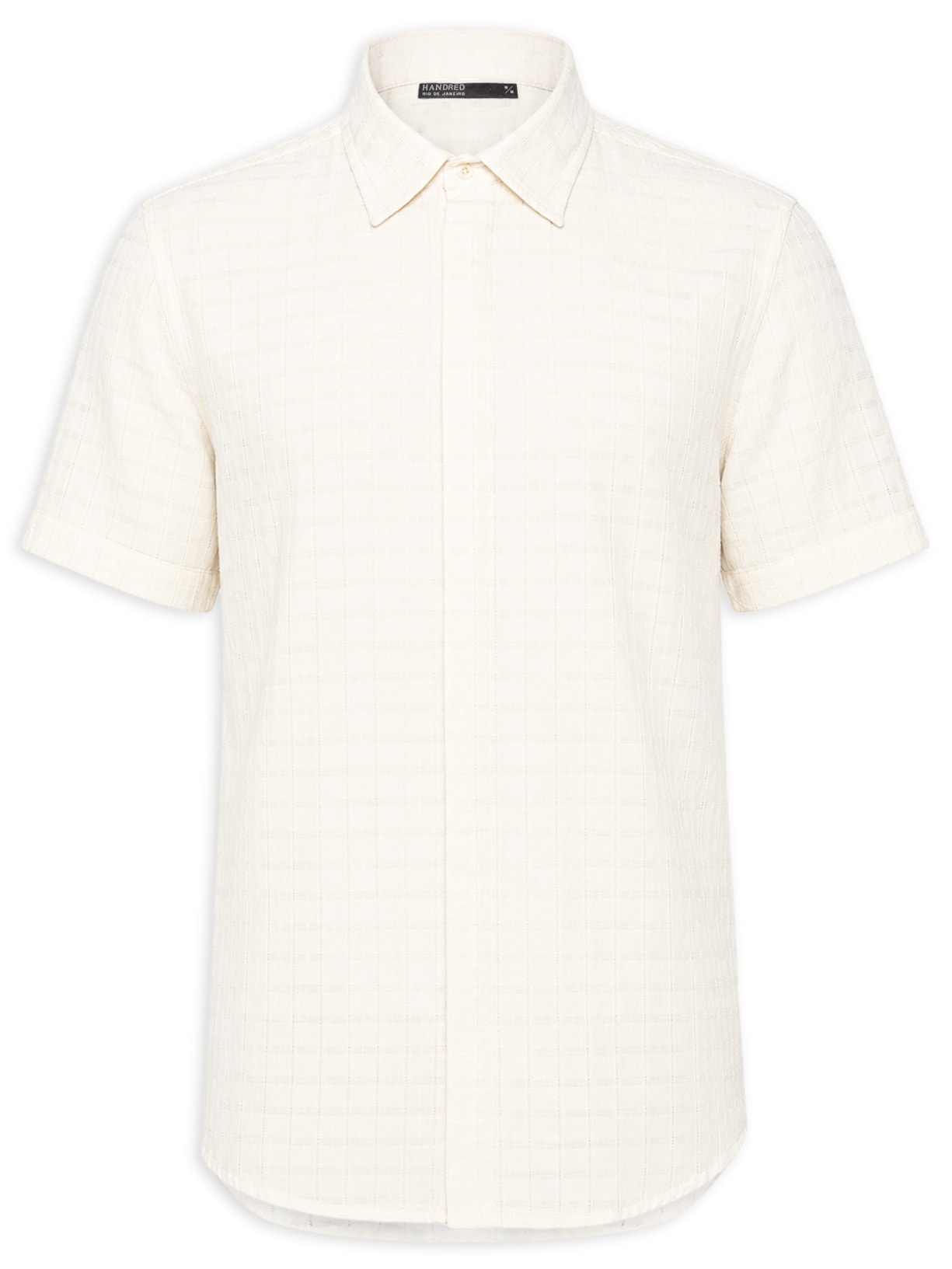 Camisa Masculina Algodão Manga Curta Ajour Off White Handred