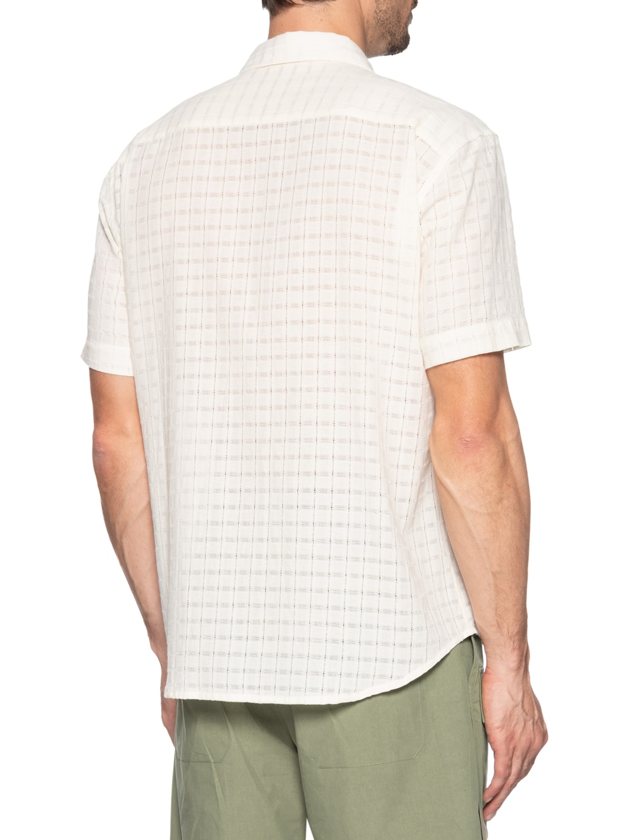 Camisa Masculina Algodão Manga Curta Ajour Off White Handred