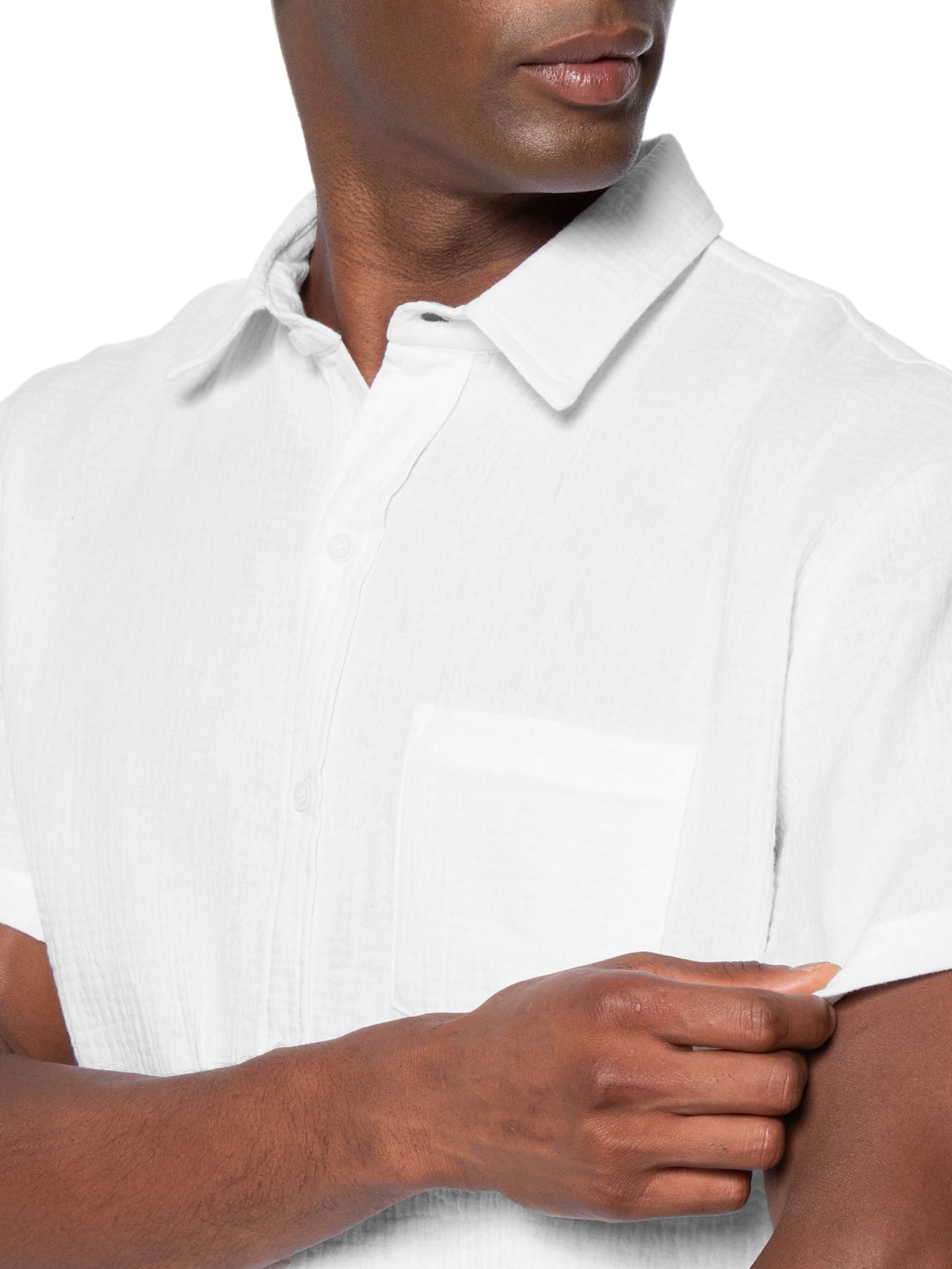 Camisa Masculina Algodão Manga Curta Branco Basiq Men