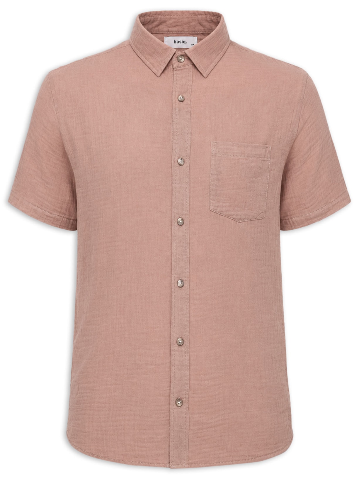 Camisa Masculina Algodão Manga Curta - Marrom