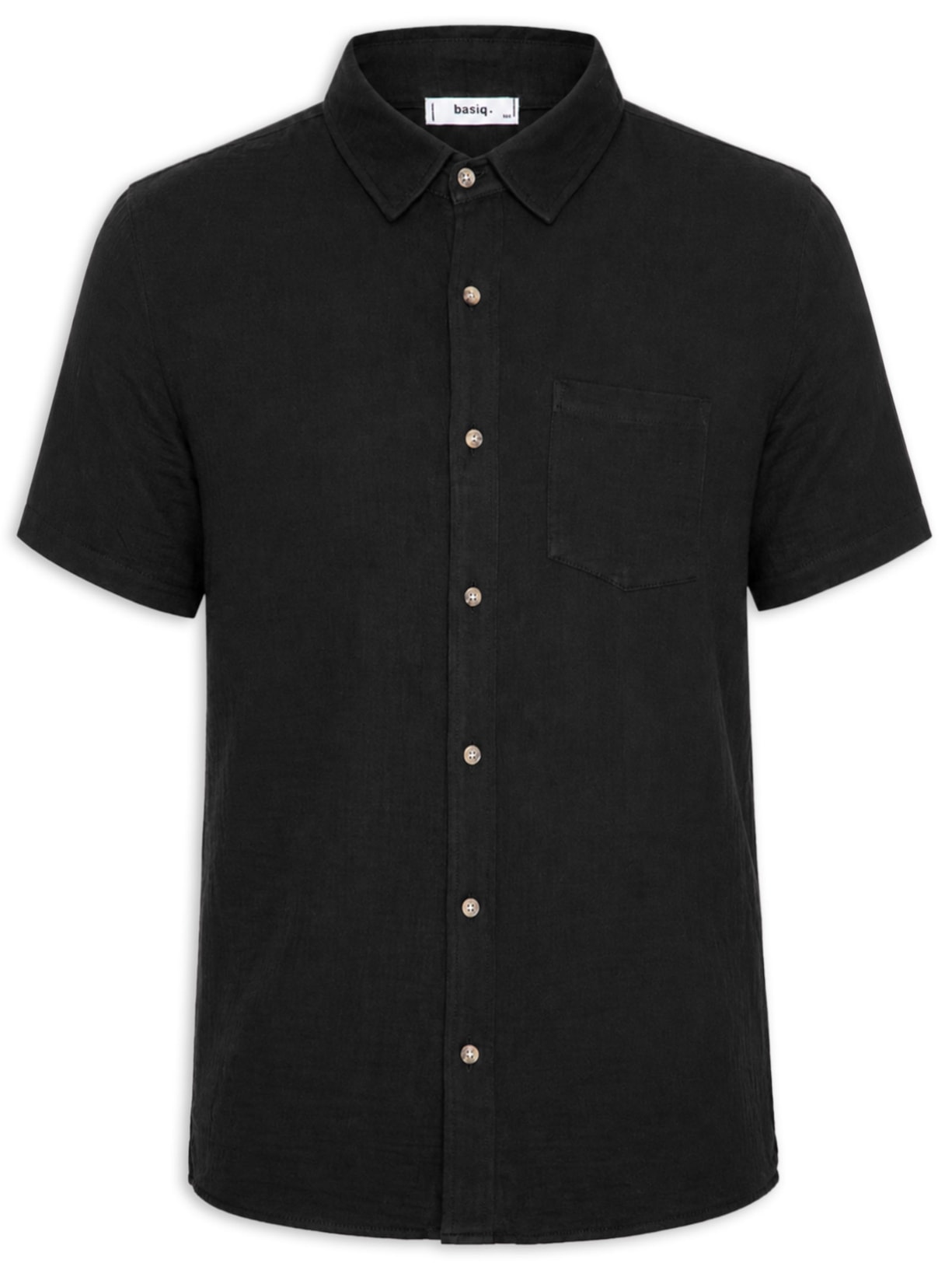 Camisa Masculina Algodão Manga Curta Preto Basiq Men