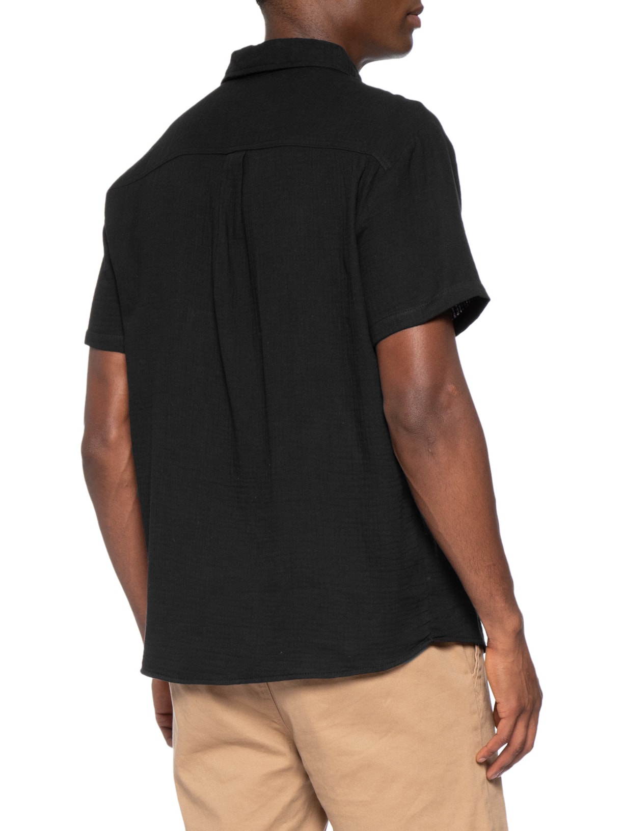 Camisa Masculina Algodão Manga Curta Preto Basiq Men
