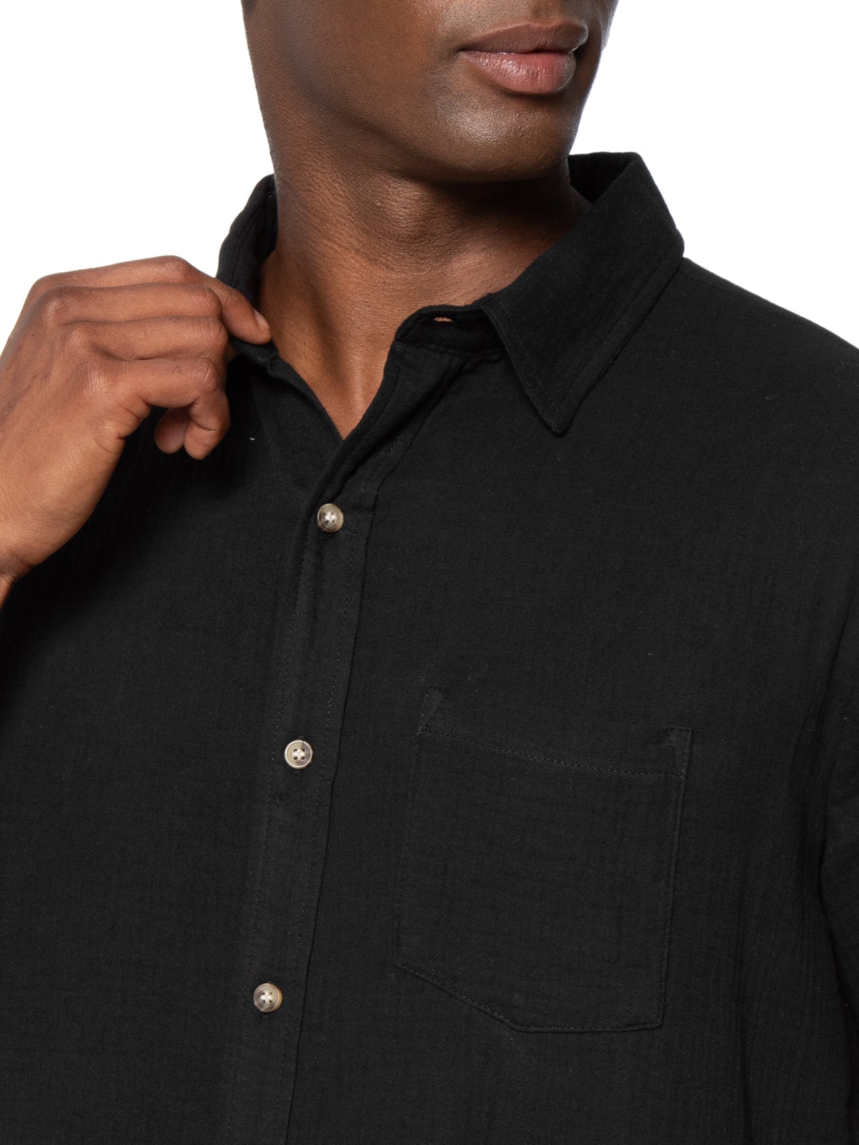 Camisa Masculina Algodão Manga Curta Preto Basiq Men