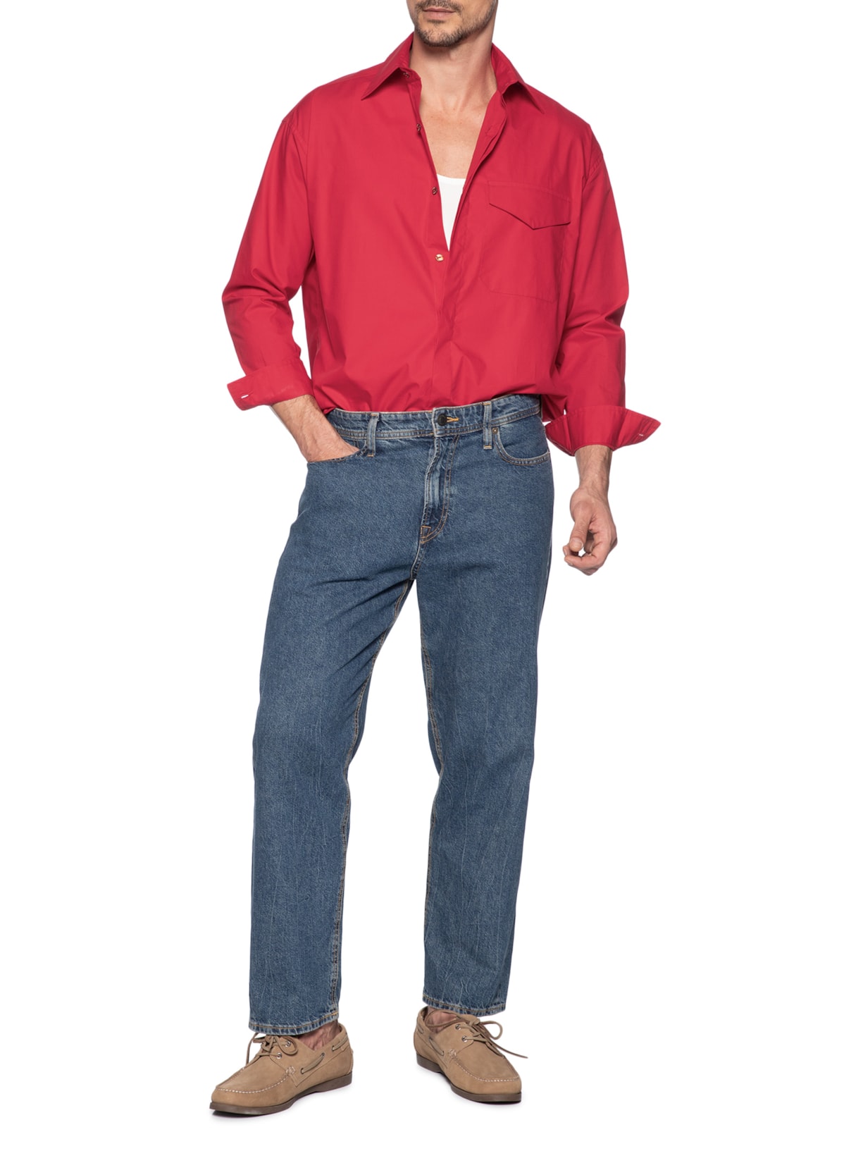 Camisa Masculina Algodão Max Prega Vermelho Handred