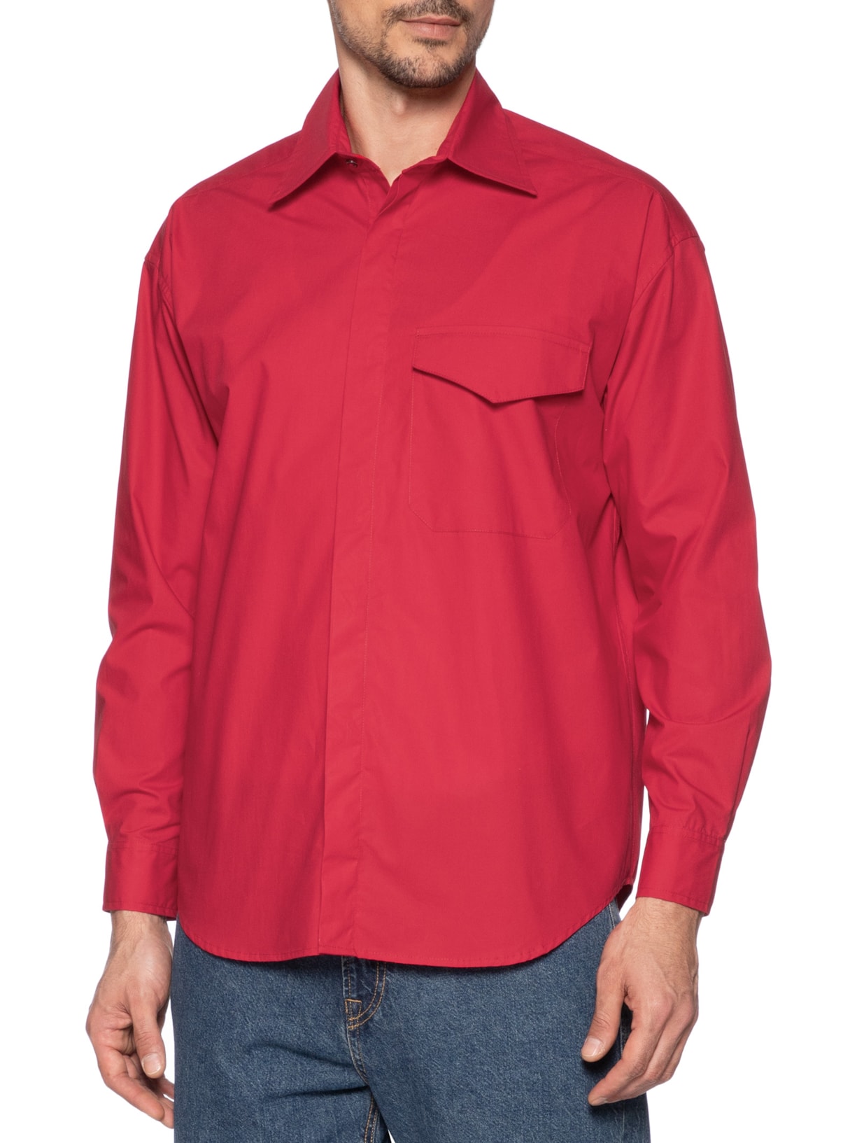 Camisa Masculina Algodão Max Prega Vermelho Handred