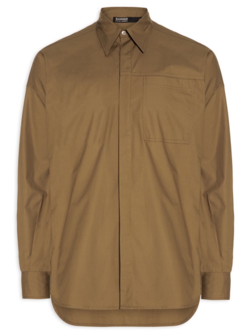 Camisa Masculina Algodão Pala Bolso – Marrom