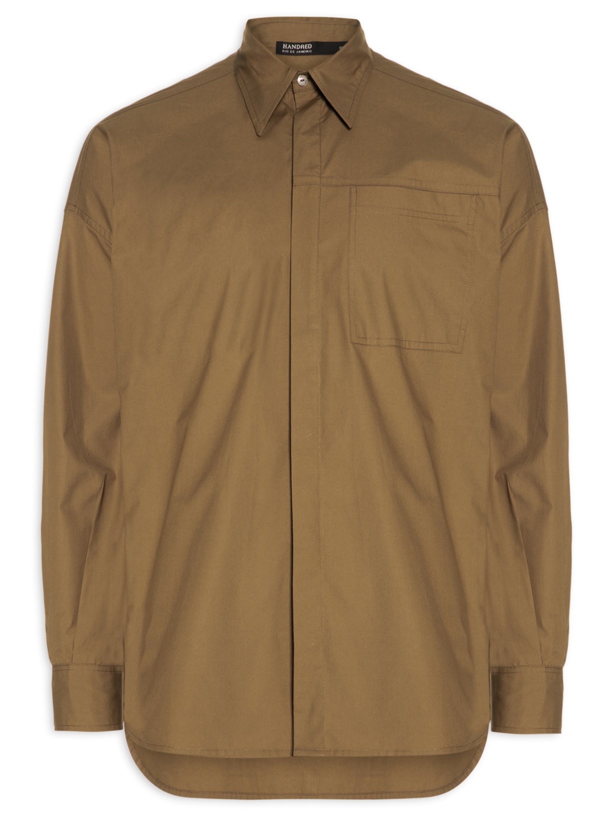 Camisa Masculina Algodão Pala Bolso – Marrom Handred