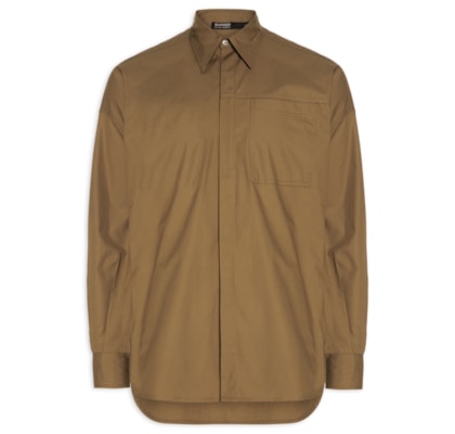 Camisa Masculina Algodão Pala Bolso – Marrom