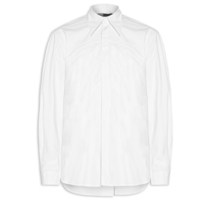 Camisa Masculina Algodão Pala Curva - Branco