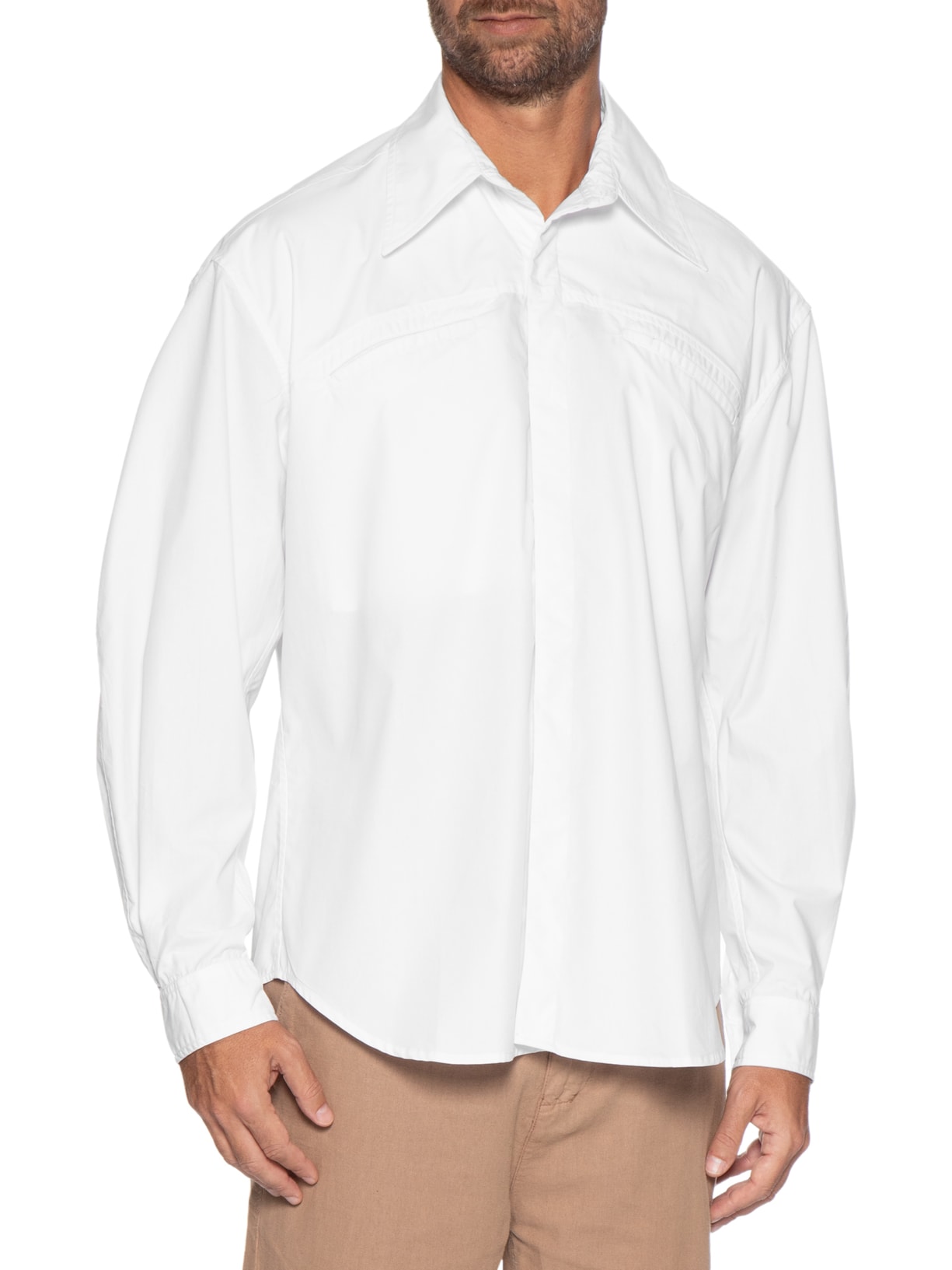 Camisa Masculina Algodão Pala Curva – Branco Handred