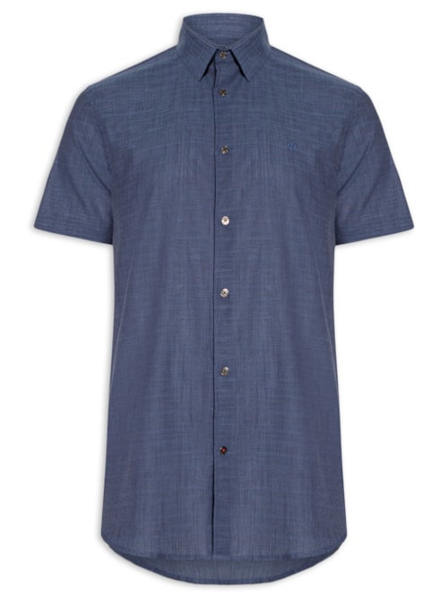 Camisa Masculina Algodão Relax - Azul
