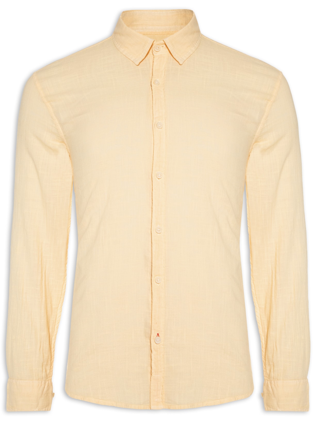 Camisa Masculina Algodão Tinturada Manga Longa - Amarelo