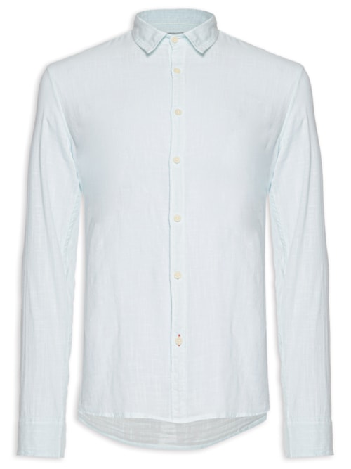 Camisa Masculina Algodão Tinturada Manga Longa - Azul