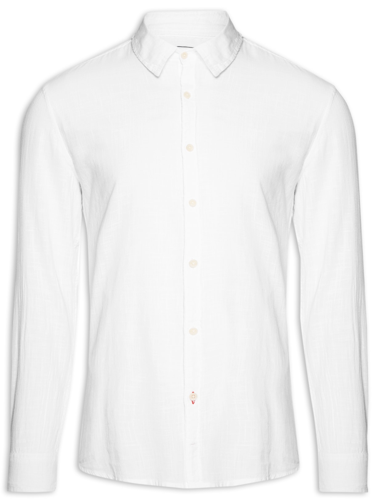 Camisa Masculina Algodão Tinturada Manga Longa - Branco