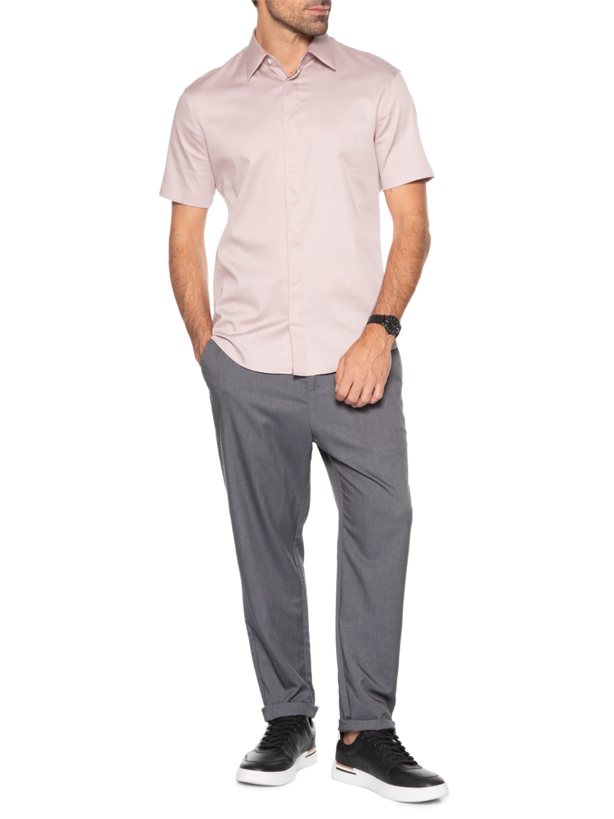 Camisa Masculina Austin Algodão Pima Rosa Ricardo Almeida