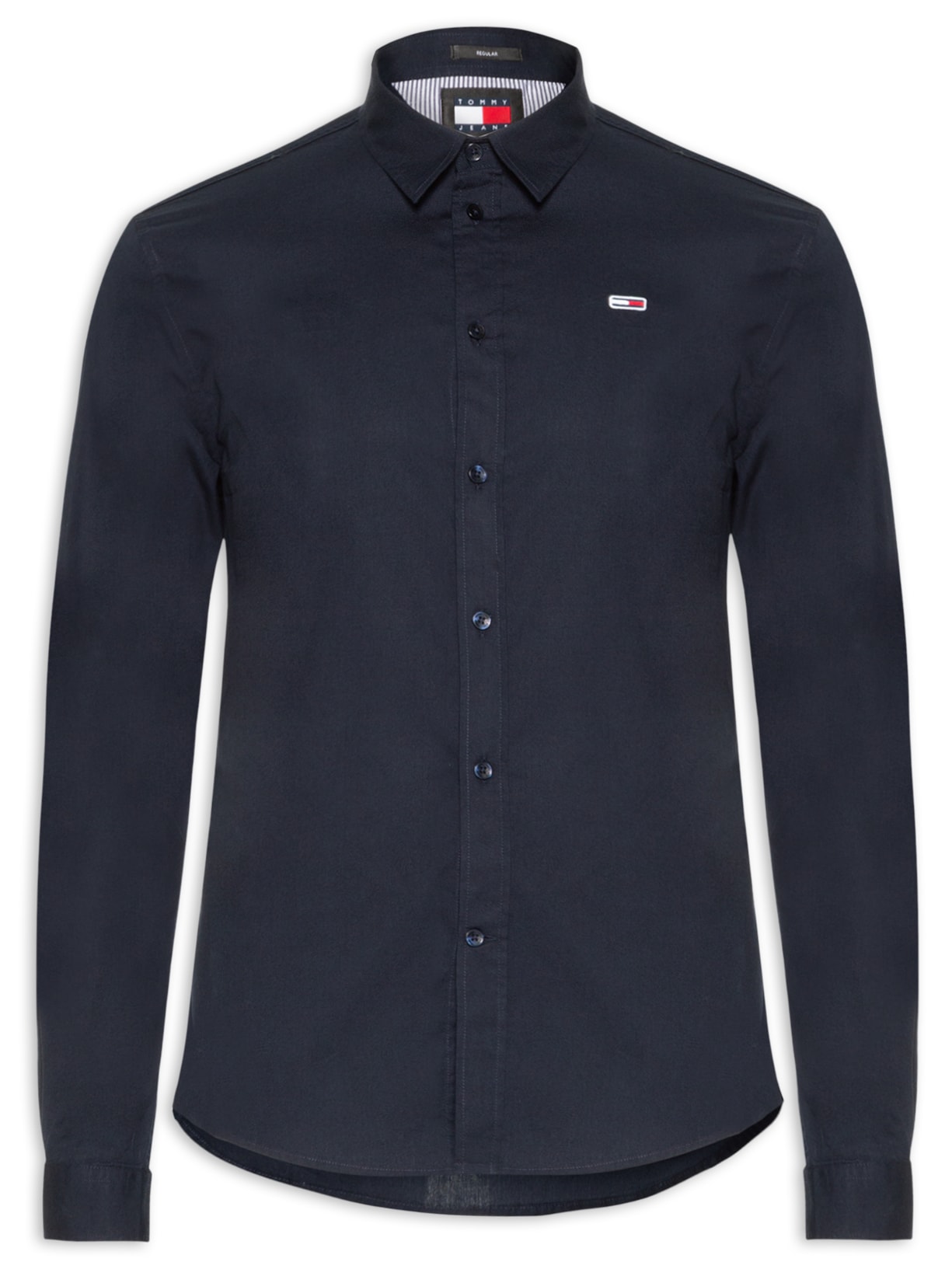 Camisa Masculina Bandeira Bordada Regular Fit em Algodão - Azul