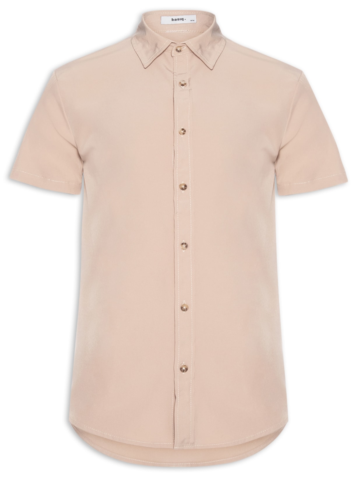 Camisa Masculina Básica Bege Basiq Men