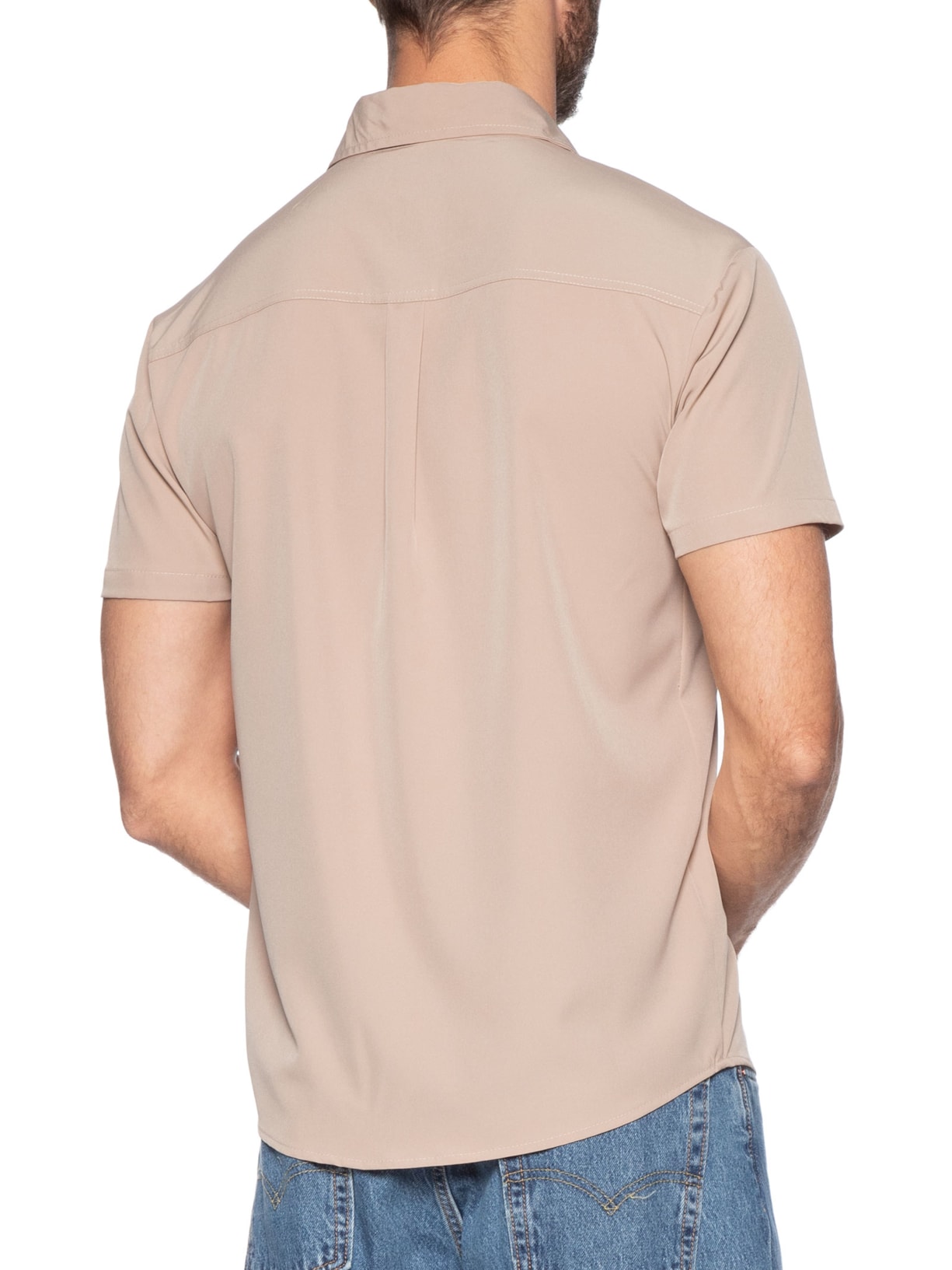 Camisa Masculina Básica Bege Basiq Men