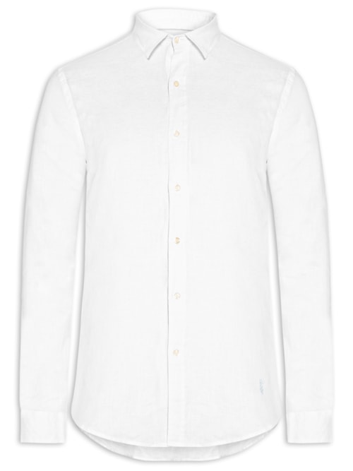 Camisa Masculina Básica Puro Linho - Branco