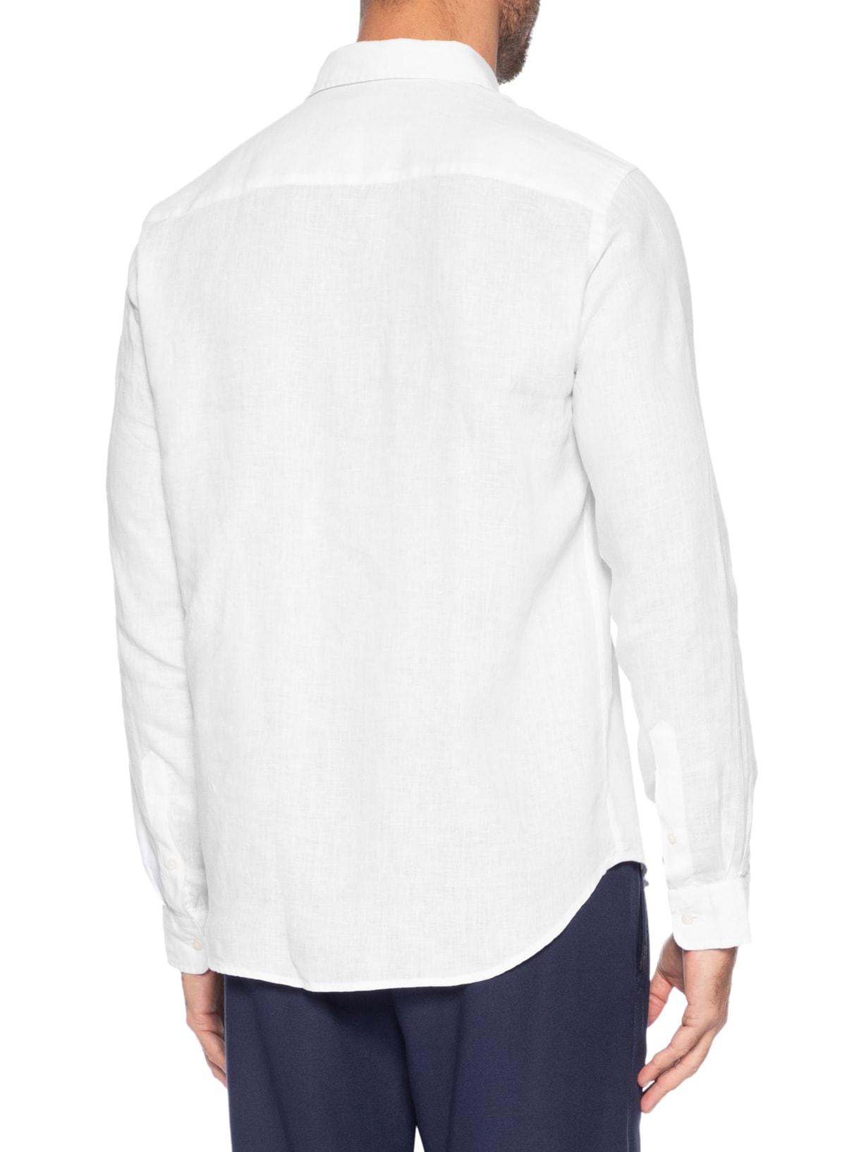 Camisa Masculina Básica Puro Linho Branco Pineapple