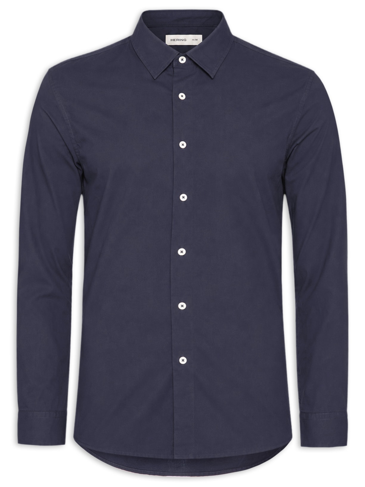 Camisa Masculina Básica Regular Fit Lisa Azul Hering