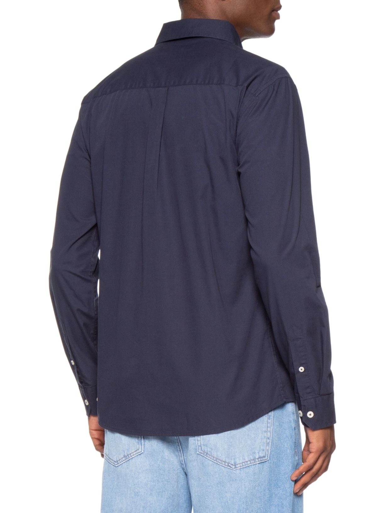 Camisa Masculina Básica Regular Fit Lisa Azul Hering
