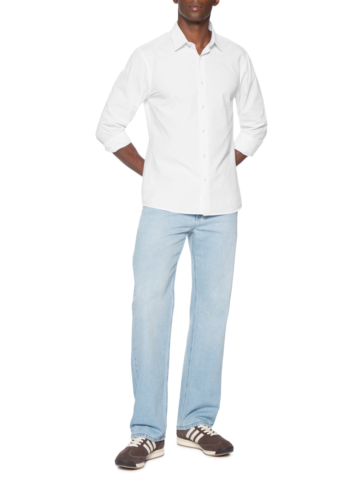 Camisa Masculina Básica Regular Fit Lisa Branco Hering