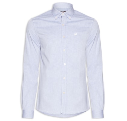 Camisa Masculina Bd Chambray Bolso - Azul