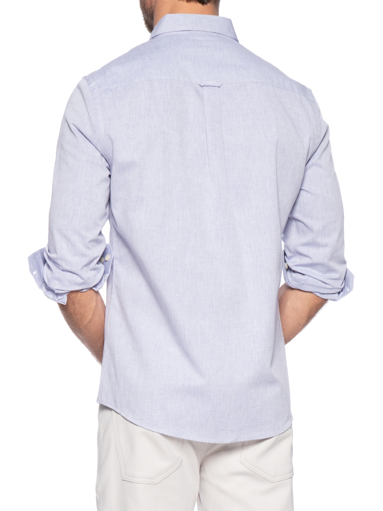 Camisa Masculina Bd Chambray Bolso Azul Zapalla