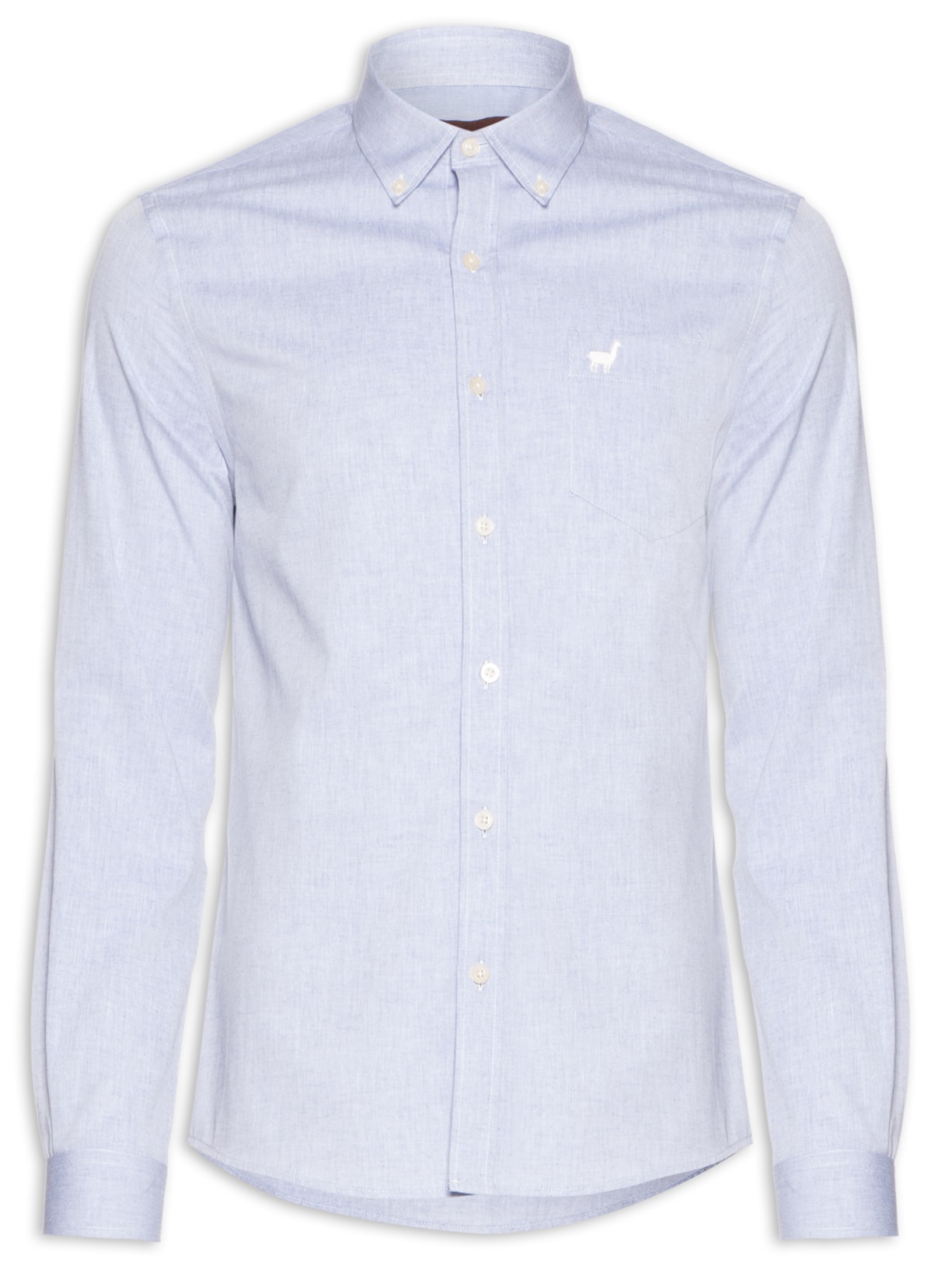 Camisa Masculina Bd Chambray Bolso - Azul