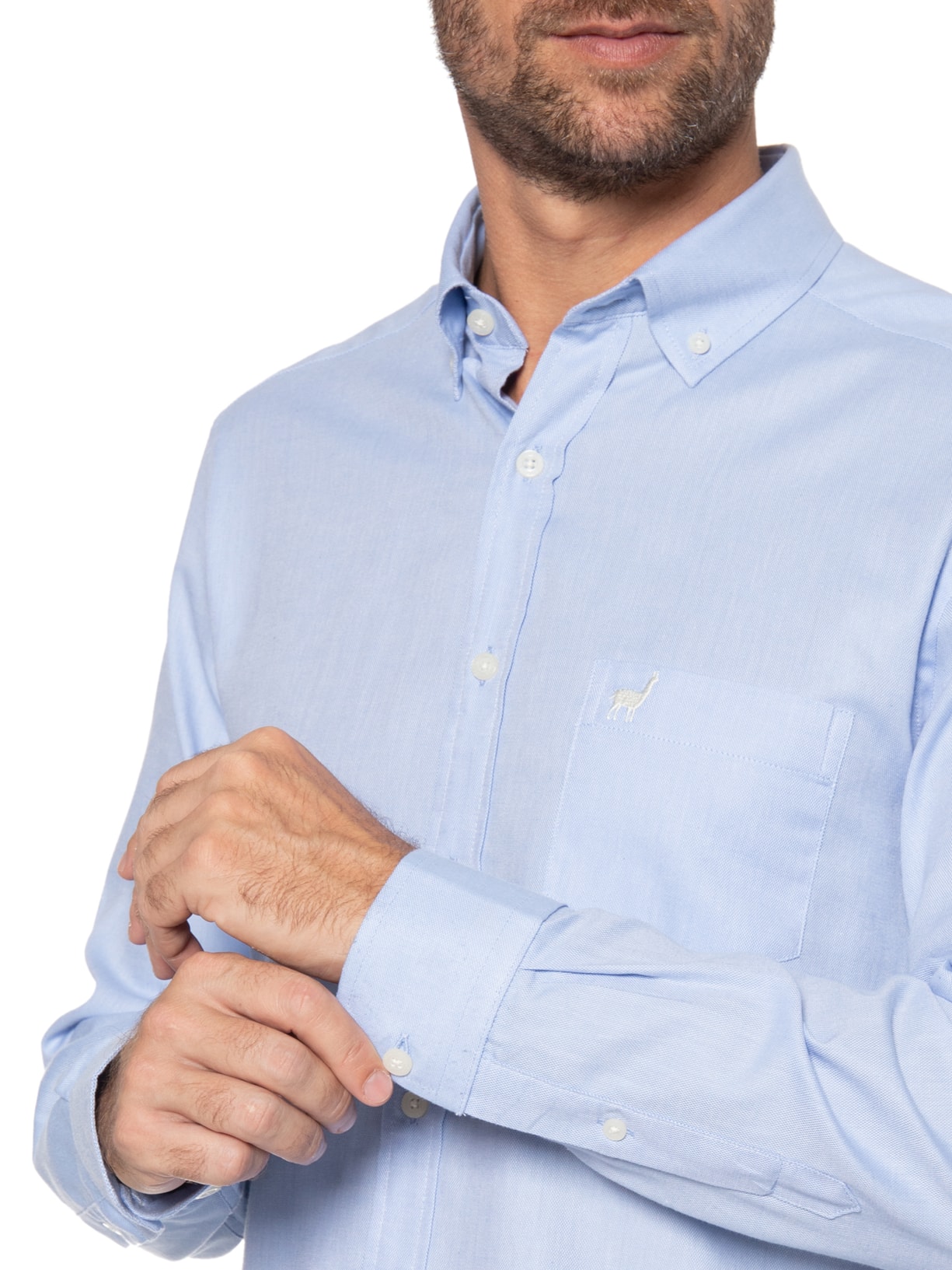 Camisa Masculina Bd Oxford Bolso Azul Zapalla