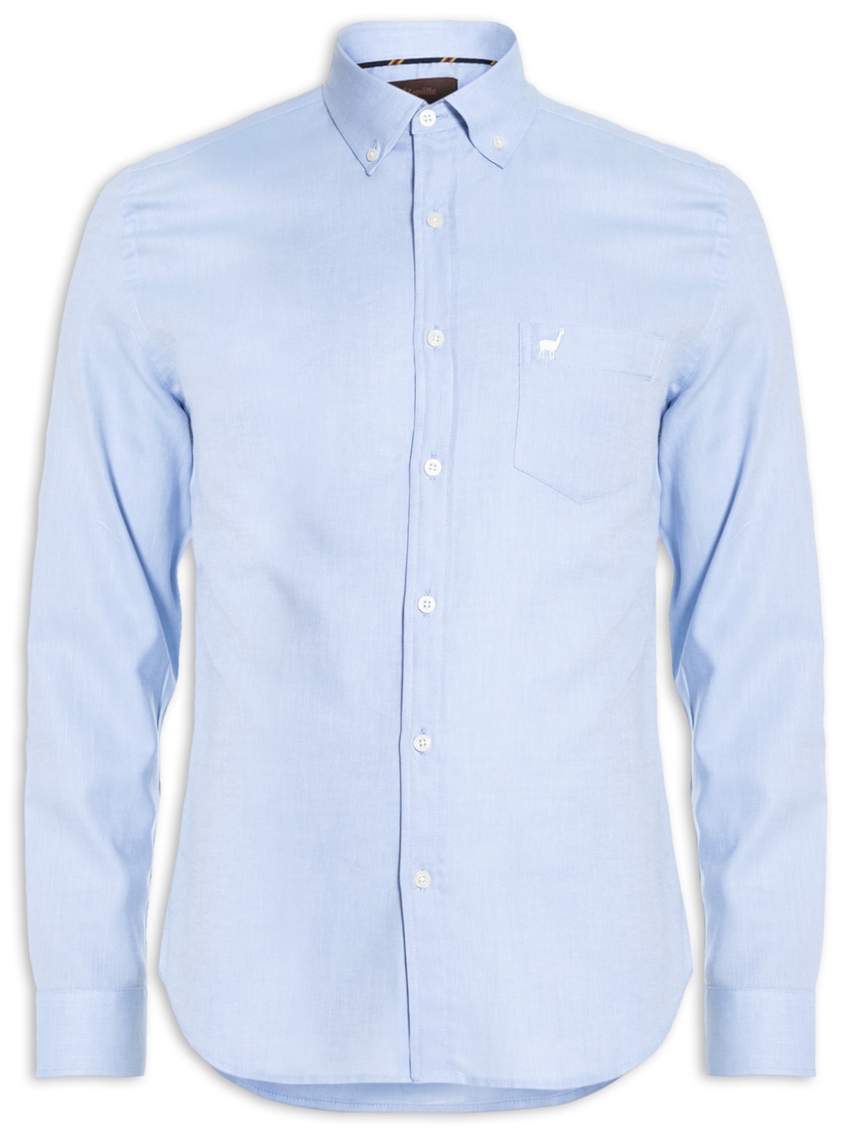 Camisa Masculina Bd Oxford Bolso - Azul