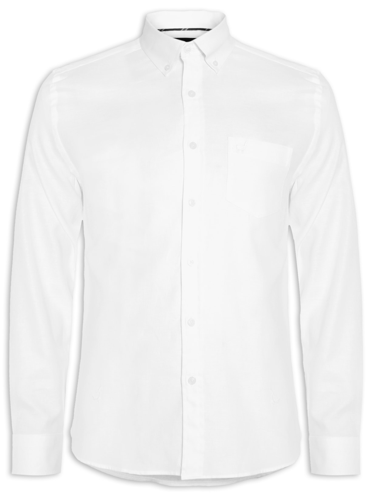 Camisa Masculina Bd Oxford Bolso - Branco
