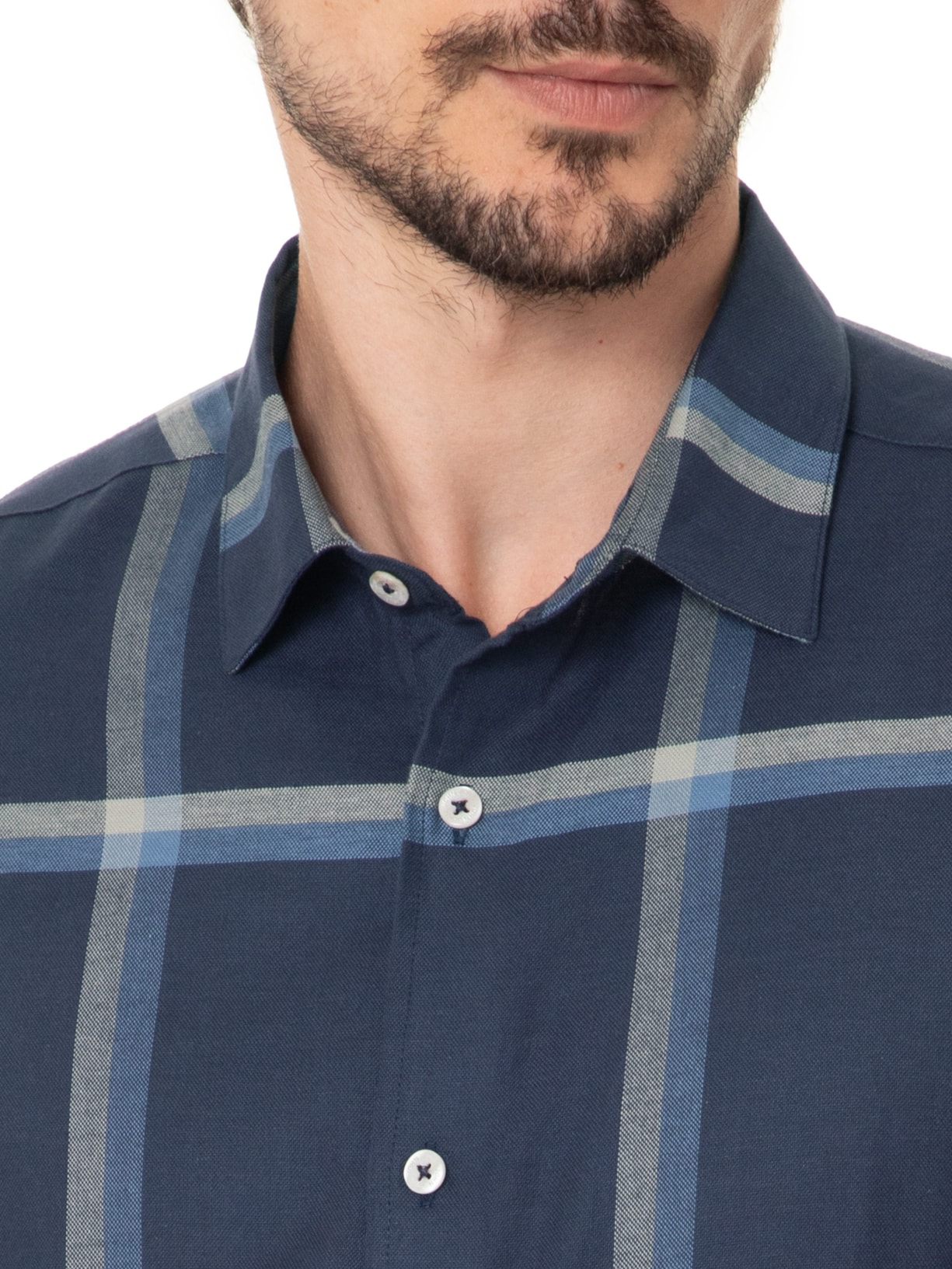 Camisa Masculina Big Squared Nav Azul John John