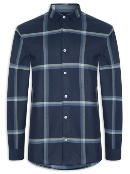 Camisa Masculina Big Squared Nav - Azul