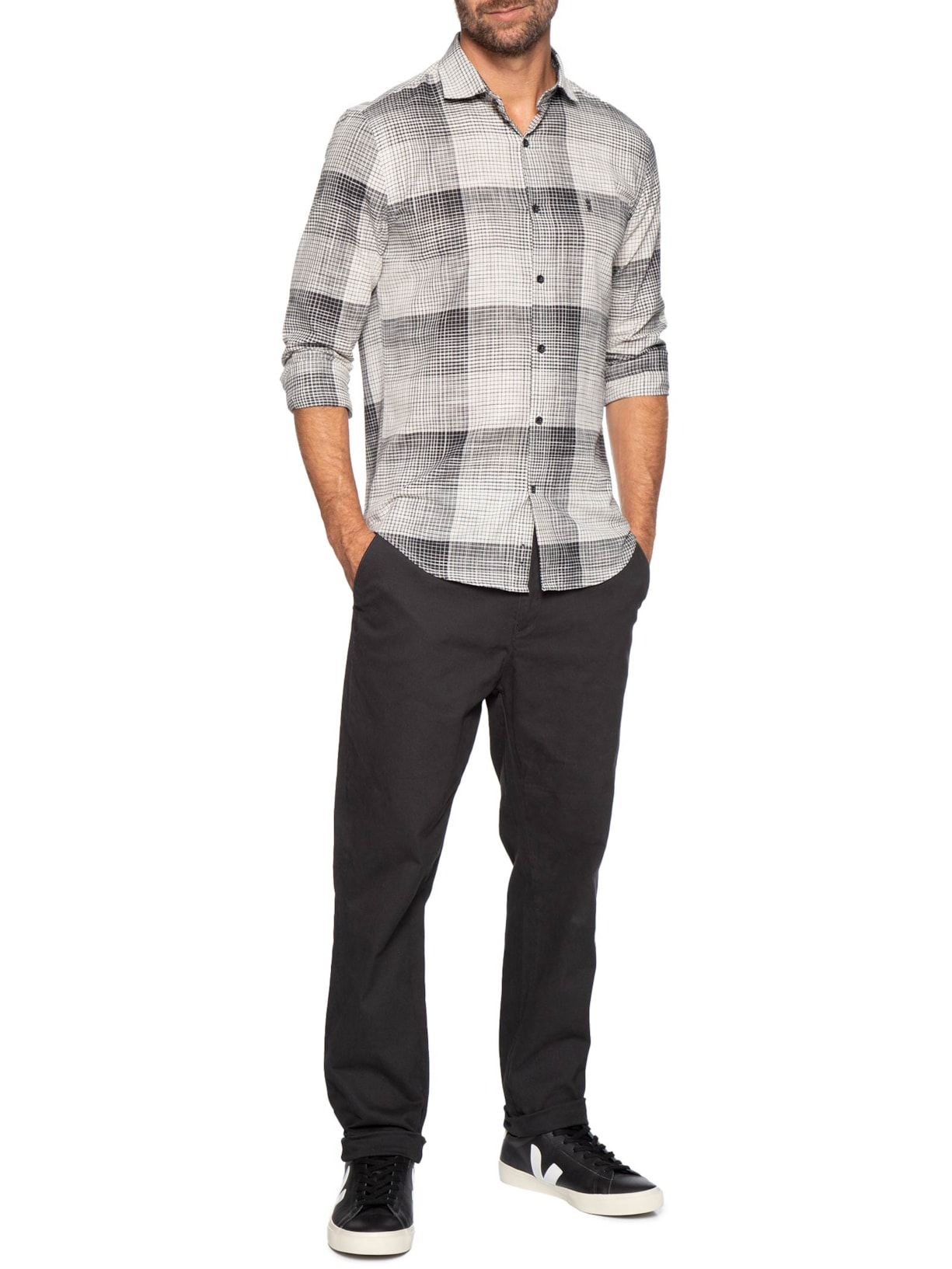 Camisa Masculina Big Xadrez Preto Sergio K
