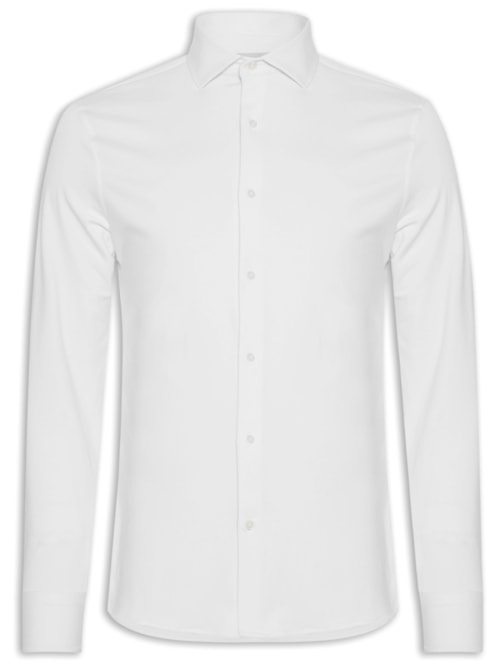 Camisa Masculina Blend de Seda Respirável Manga Longa - Branco