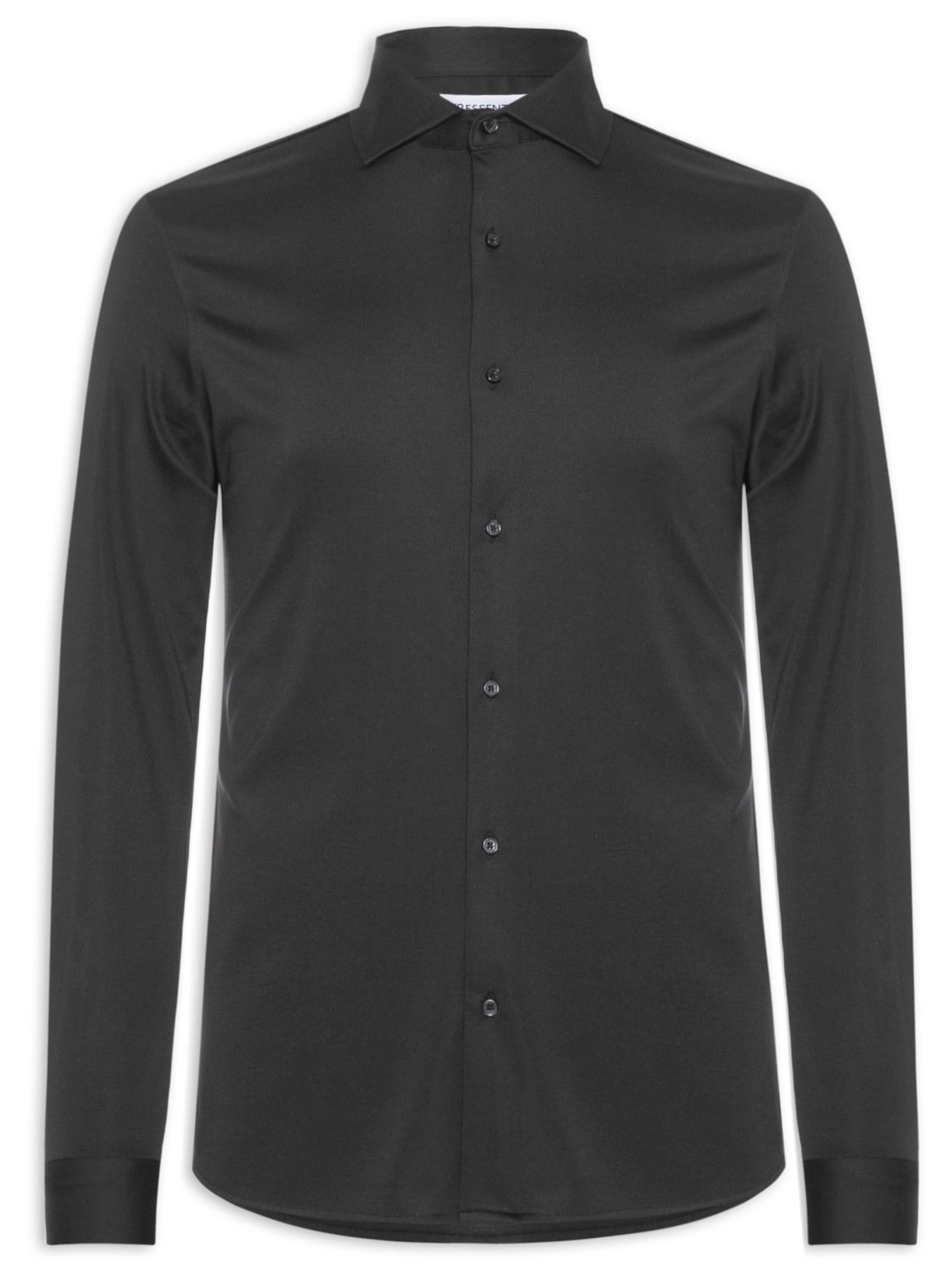 Camisa Masculina Blend de Seda Respirável Manga Longa - Preto