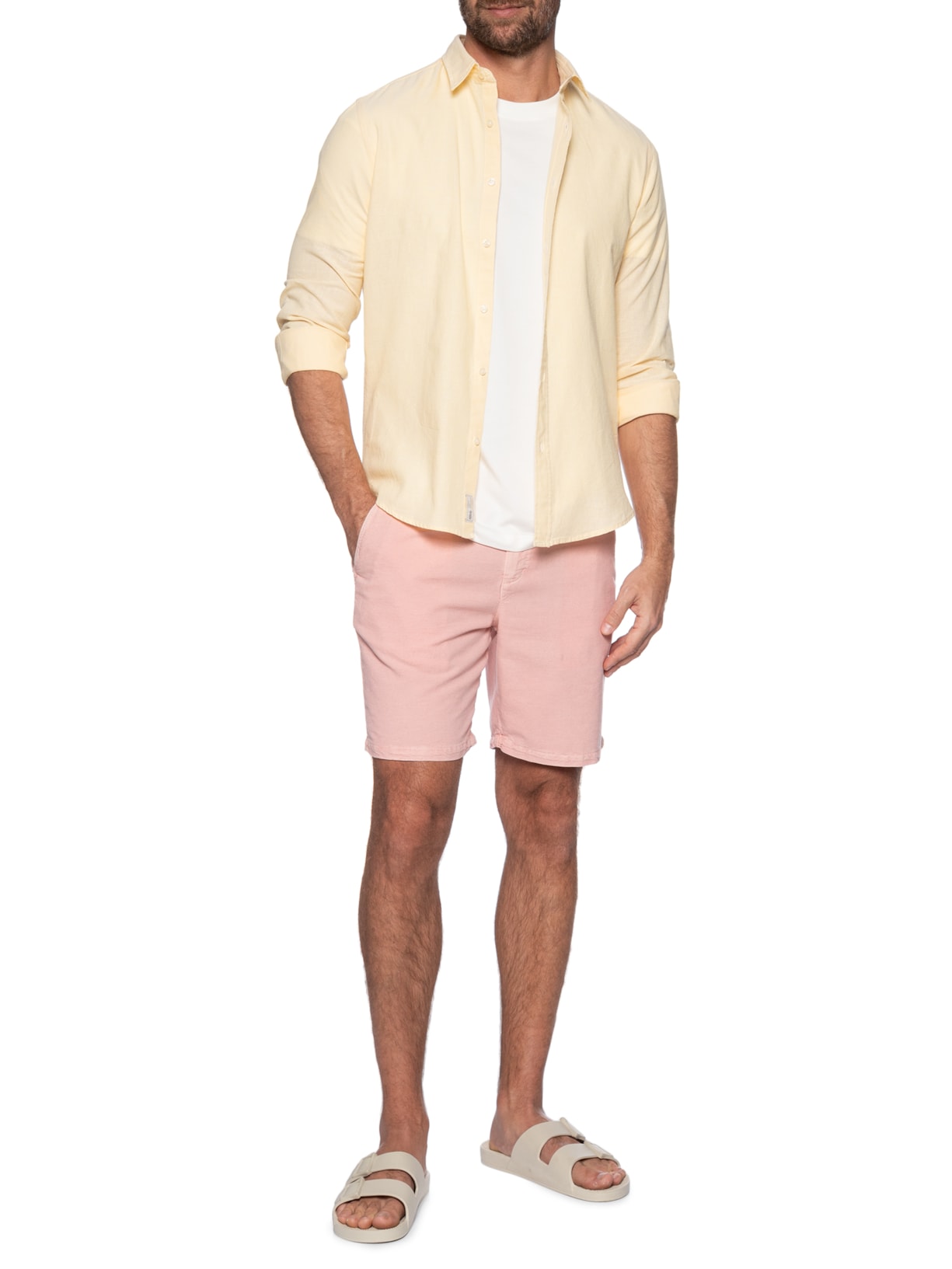 Camisa Masculina Blend Linen Amarelo Pineapple