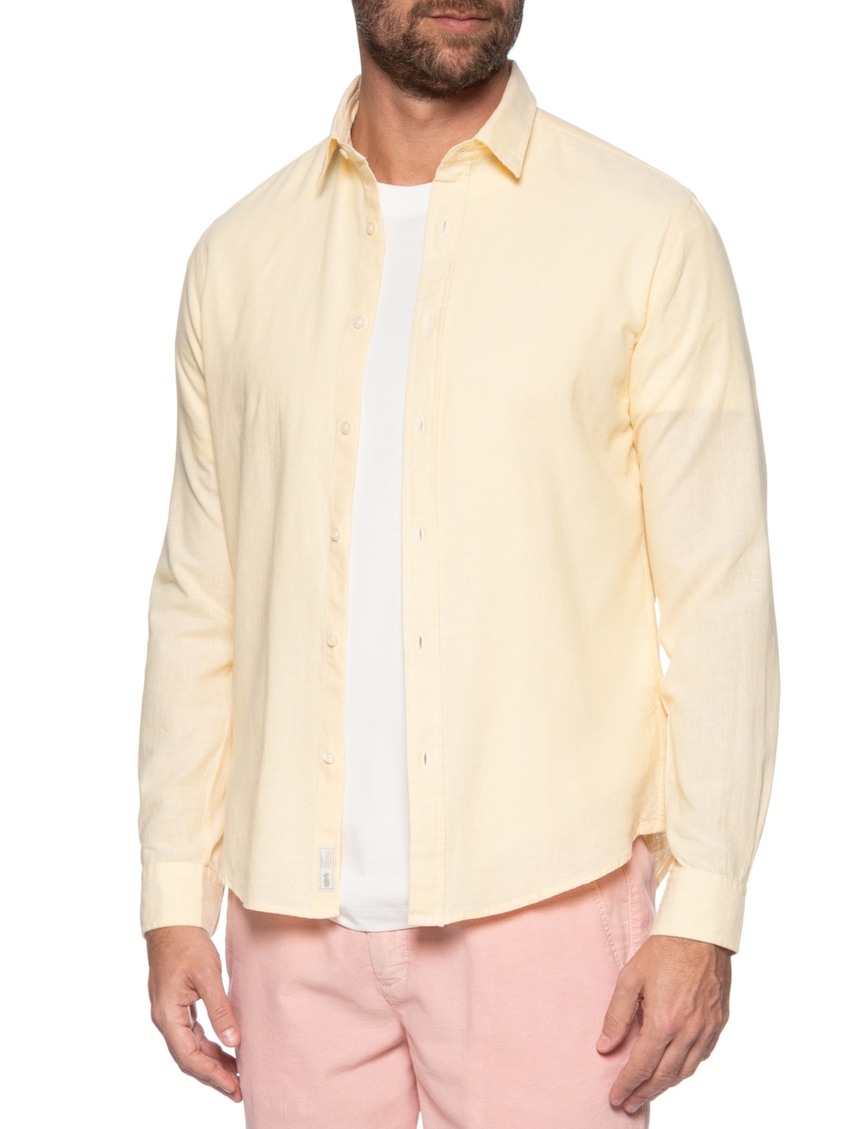 Camisa Masculina Blend Linen Amarelo Pineapple