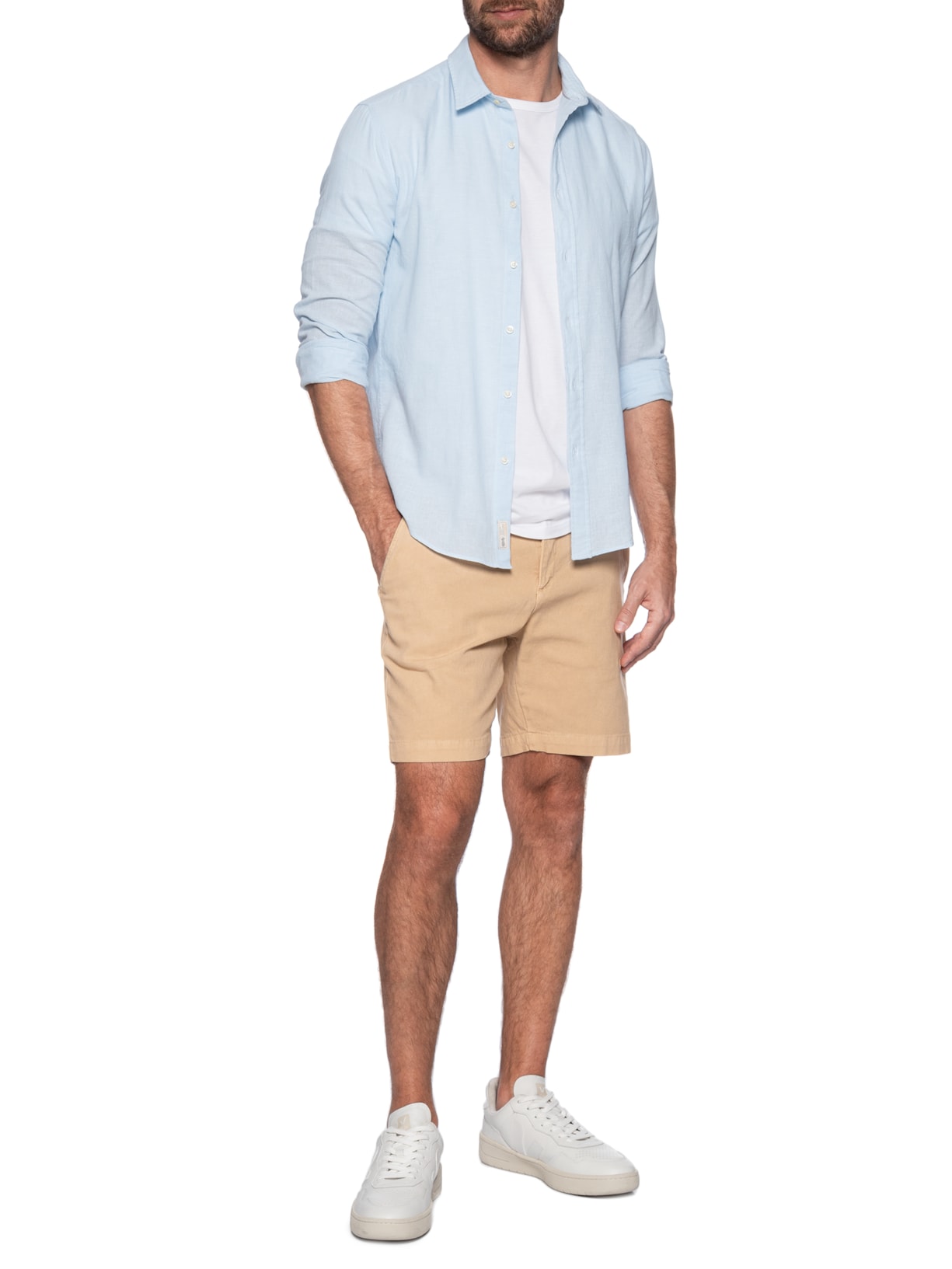 Camisa Masculina Blend Linen Azul Pineapple