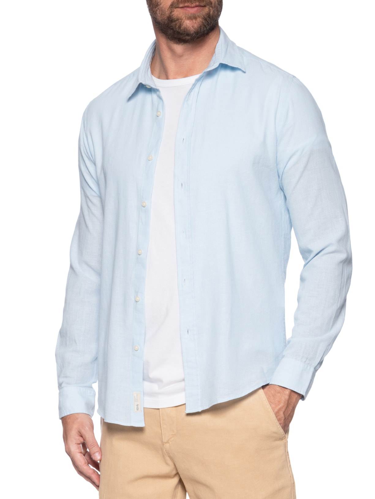 Camisa Masculina Blend Linen Azul Pineapple