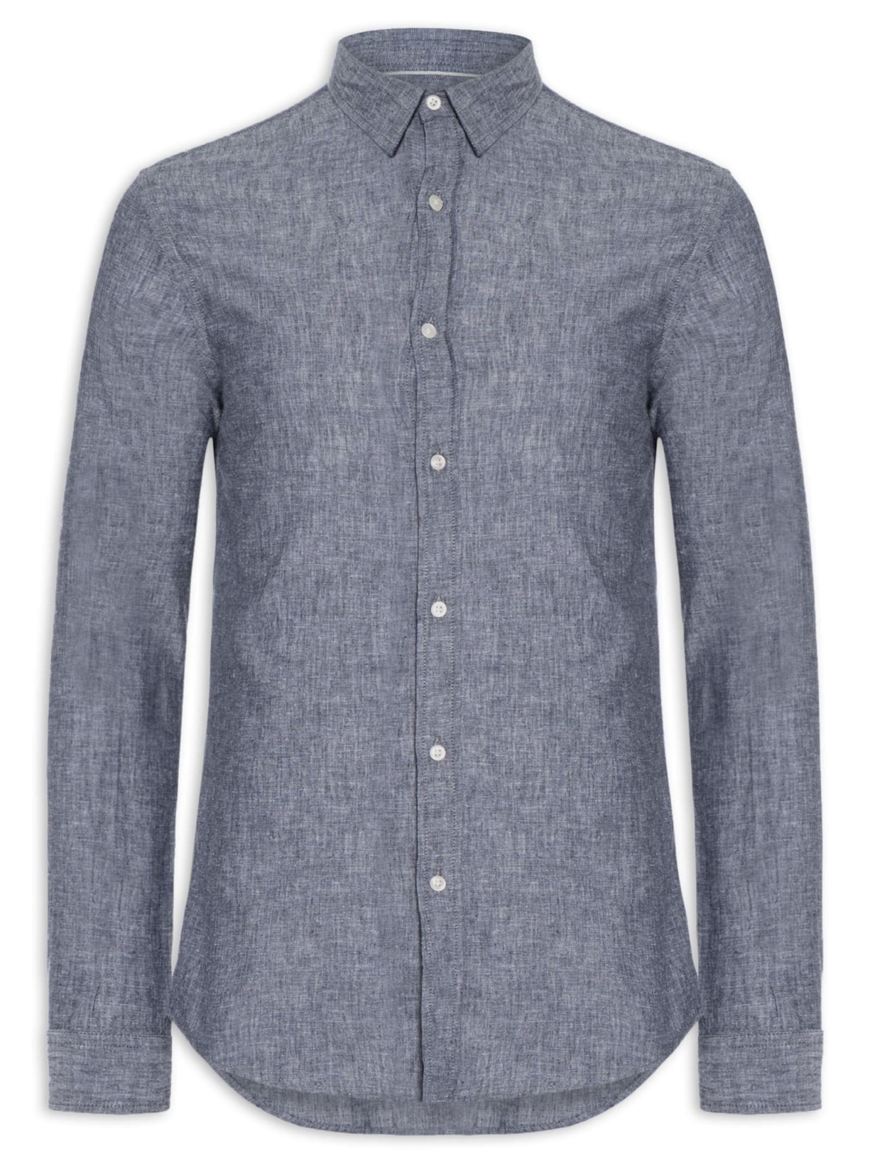 Camisa Masculina Blend Linen Azul Pineapple