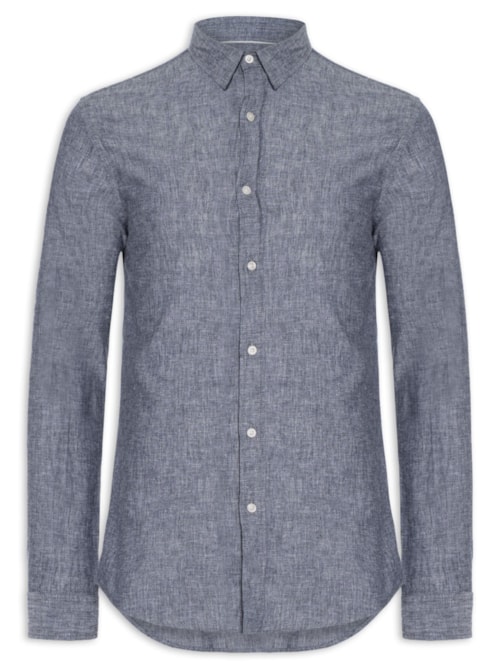 Camisa Masculina Blend Linen - Azul
