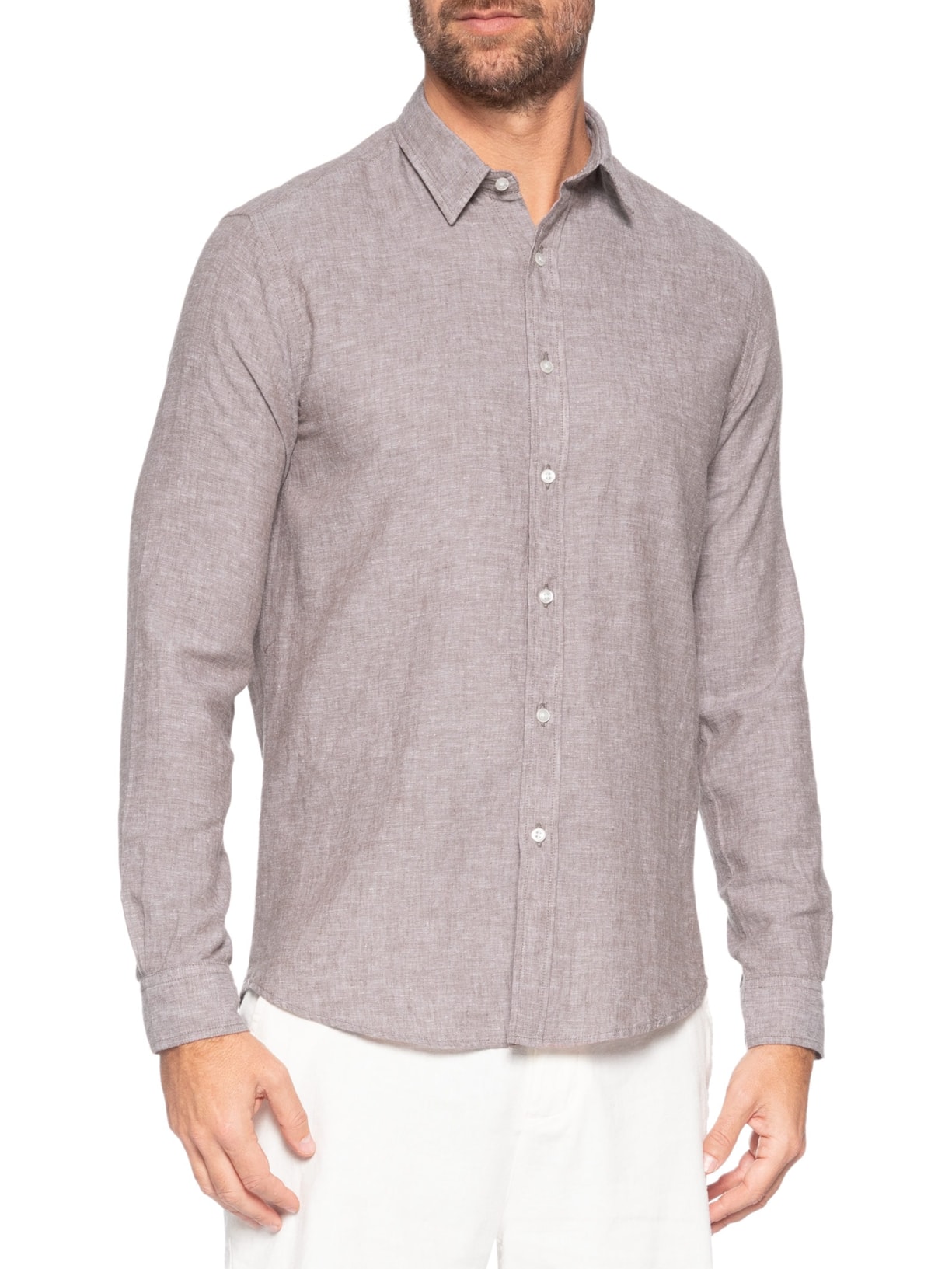 Camisa Masculina Blend Linen Bege Pineapple