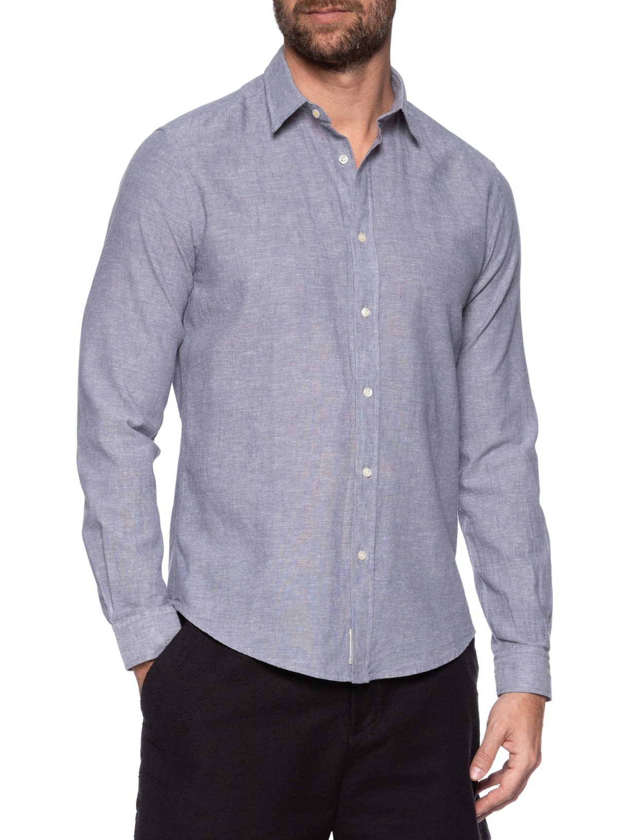 Camisa Masculina Blend Linen Cinza Pineapple