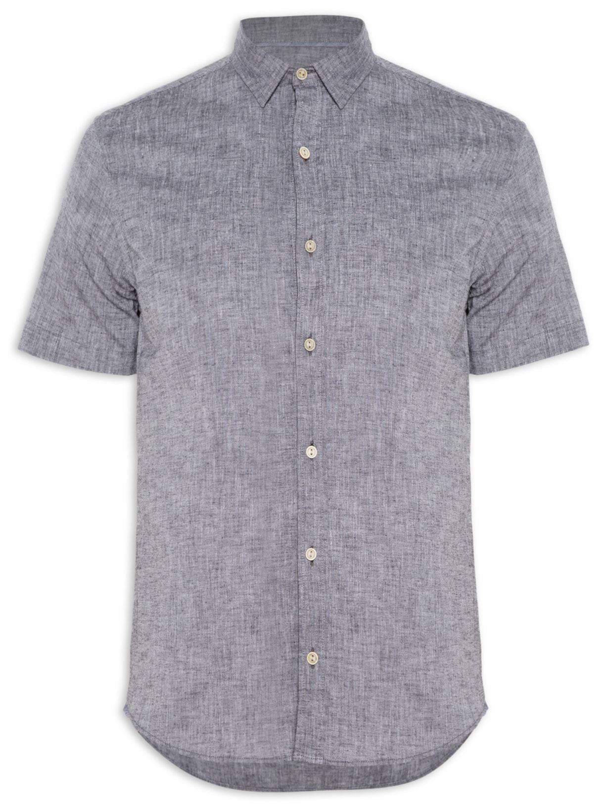 Camisa Masculina Blend Linen Manga Curta - Cinza