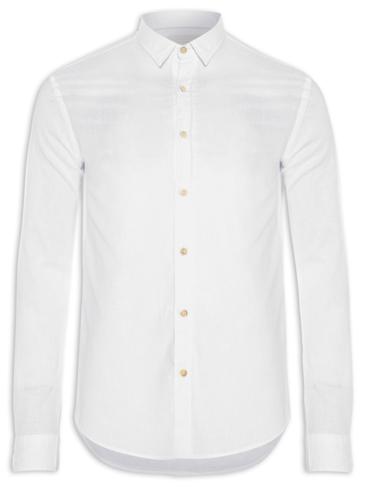 Camisa Masculina Blend Linen Manga Longa - Branco