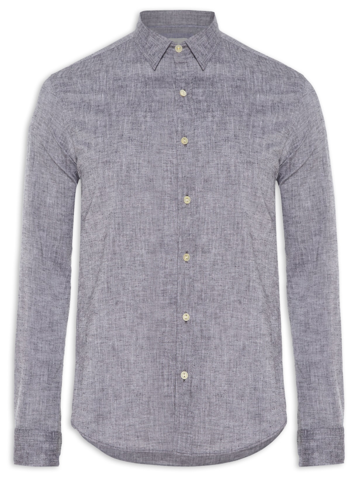 Camisa Masculina Blend Linen Manga Longa - Cinza